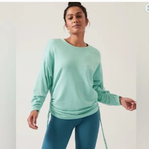 Athleta | Lombard Ruched‎ Sweatshirt in Reef Green | Size Small Women's - Picture 2 of 11